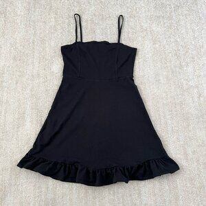 ASOS Ruffle Cocktail Knit Mini Dress US 6 Black